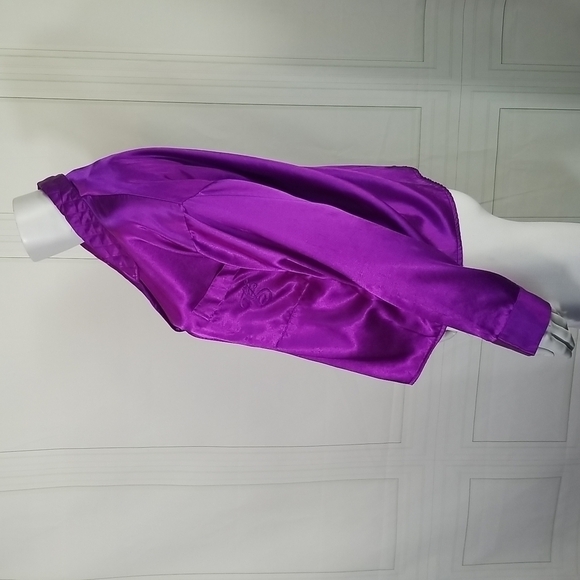 Victoria's Secret SZ M Pajama Top Purple VTG Gold Label Button Up Long Sleeve - Picture 5 of 11